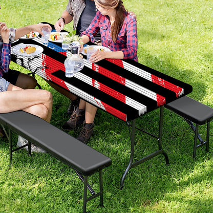 American Flag Freedom Life Print Picnic Table Cover
