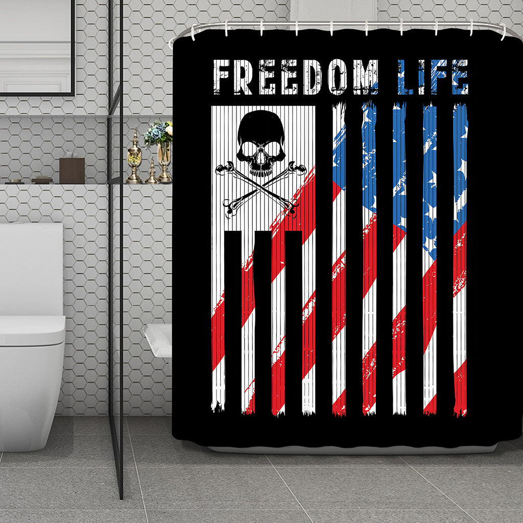 American Flag Freedom Life Print Polyester Shower Curtain