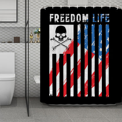 American Flag Freedom Life Print Polyester Shower Curtain