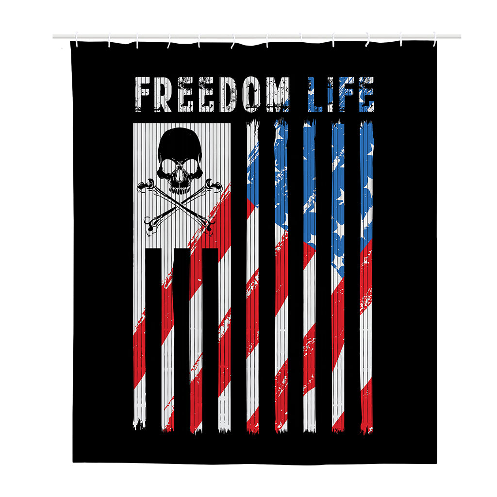 American Flag Freedom Life Print Polyester Shower Curtain