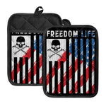 American Flag Freedom Life Print Pot Holders With Pocket