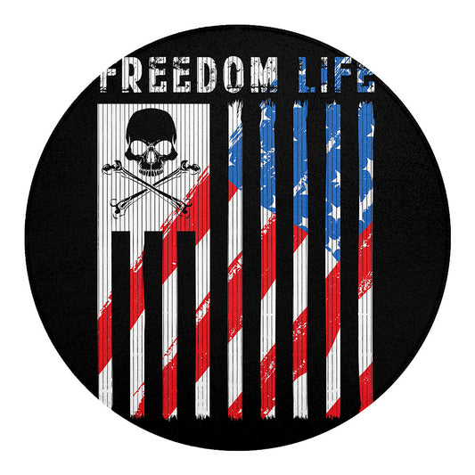 American Flag Freedom Life Print Round Blanket