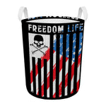 American Flag Freedom Life Print Round Laundry Basket