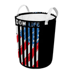 American Flag Freedom Life Print Round Laundry Basket