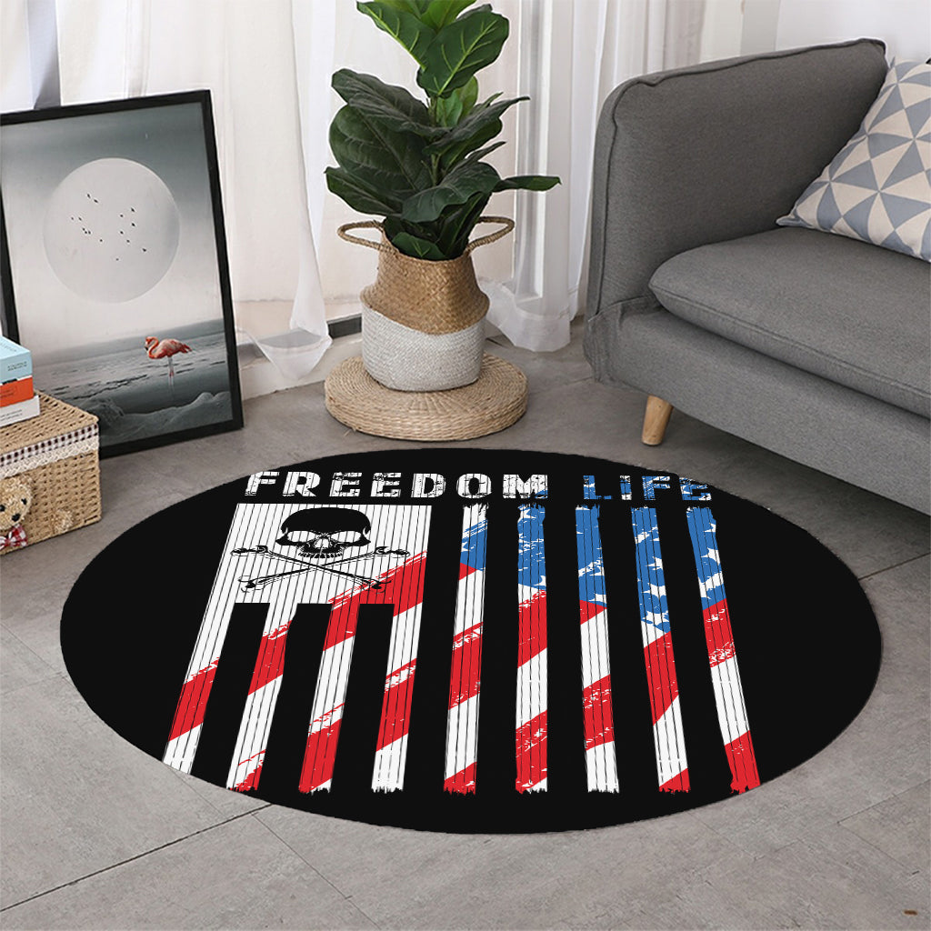 American Flag Freedom Life Print Round Rug