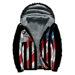 American Flag Freedom Life Print Sherpa Lined Zip Up Hoodie