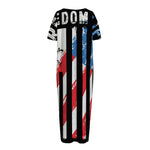 American Flag Freedom Life Print Short Sleeve Long Nightdress