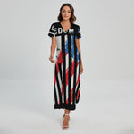 American Flag Freedom Life Print Short Sleeve Maxi Dress