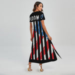 American Flag Freedom Life Print Short Sleeve Maxi Dress
