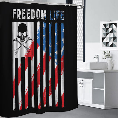 American Flag Freedom Life Print Shower Curtain