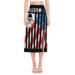 American Flag Freedom Life Print Side Slit Midi Skirt