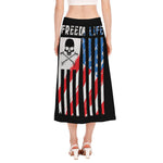 American Flag Freedom Life Print Side Slit Midi Skirt