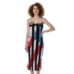American Flag Freedom Life Print Slim Fit Midi Cami Dress