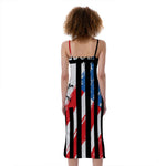 American Flag Freedom Life Print Slim Fit Midi Cami Dress