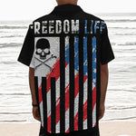 American Flag Freedom Life Print Textured Short Sleeve Shirt