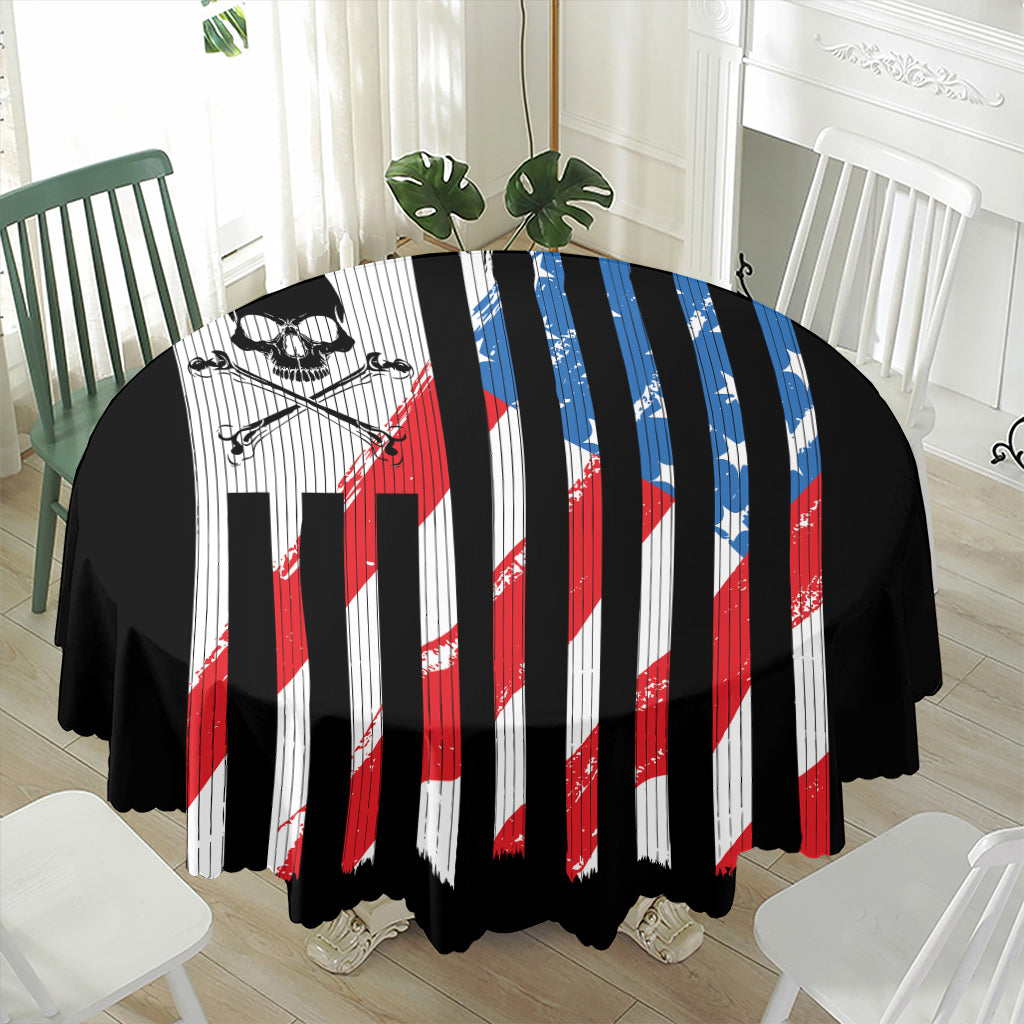 American Flag Freedom Life Print Waterproof Round Tablecloth