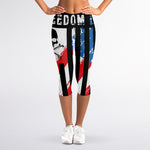 American Flag Freedom Life Print Women's Capri Leggings