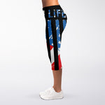 American Flag Freedom Life Print Women's Capri Leggings