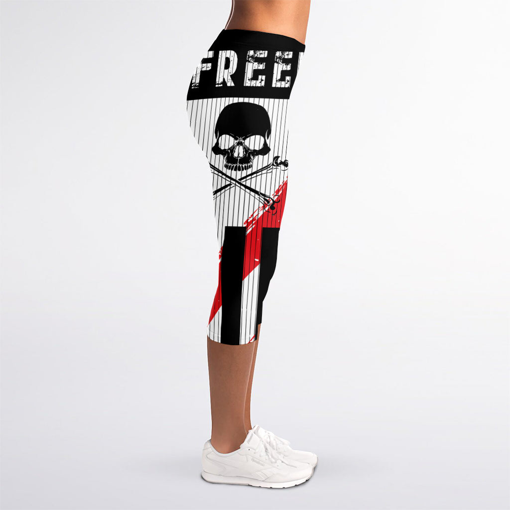 American Flag Freedom Life Print Women's Capri Leggings