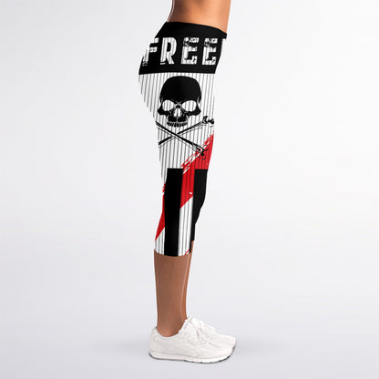 American Flag Freedom Life Print Women's Capri Leggings
