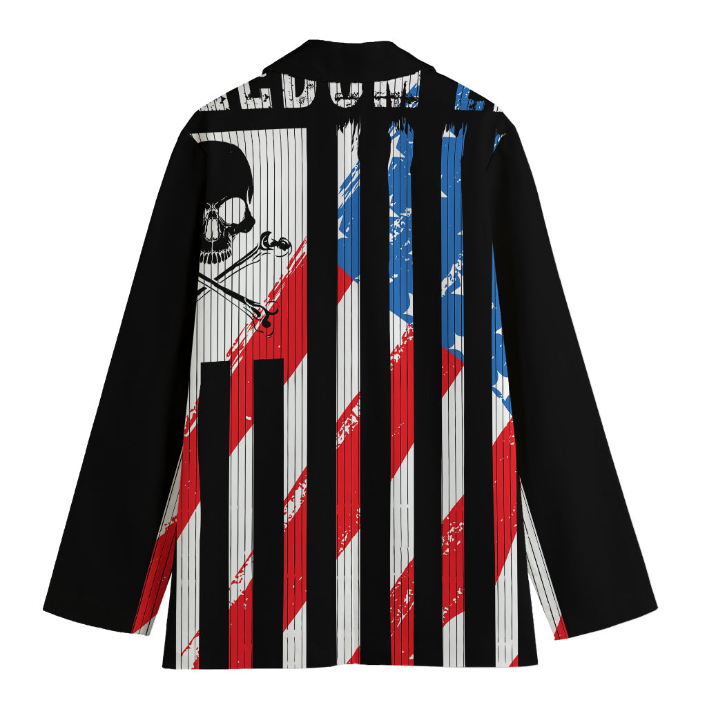 American Flag Freedom Life Print Women's Cotton Blazer