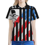 American Flag Freedom Life Print Women's Polo Shirt