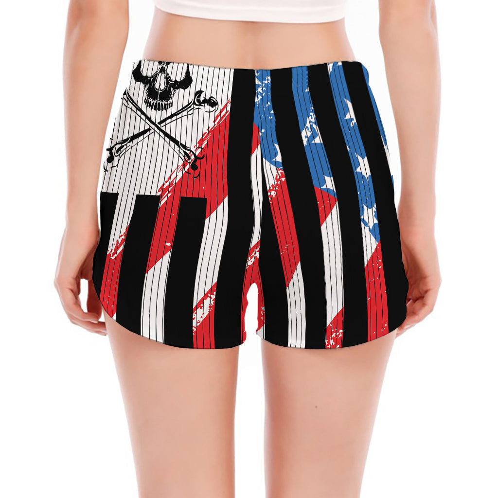 American Flag Freedom Life Print Women's Split Running Shorts