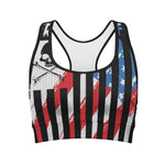 American Flag Freedom Life Print Women's Sports Bra
