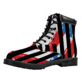 American Flag Freedom Life Print Padded Collar Lace Up Boots