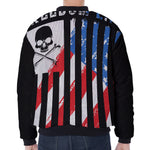 American Flag Freedom Life Print Zip Sleeve Bomber Jacket