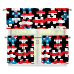 American Flag Jigsaw Puzzle Print 3 Piece Kitchen Curtains