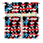 American Flag Jigsaw Puzzle Print 3 Piece Kitchen Curtains