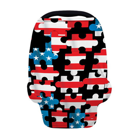 American Flag Jigsaw Puzzle Print Baby Seat Cover