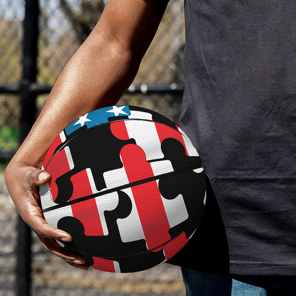 American Flag Jigsaw Puzzle Print Basketball