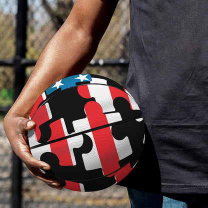 American Flag Jigsaw Puzzle Print Basketball