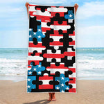 American Flag Jigsaw Puzzle Print Beach Towel