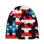 American Flag Jigsaw Puzzle Print Beanie