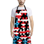 American Flag Jigsaw Puzzle Print Bib Apron With Pocket