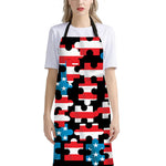 American Flag Jigsaw Puzzle Print Bib Apron With Pocket