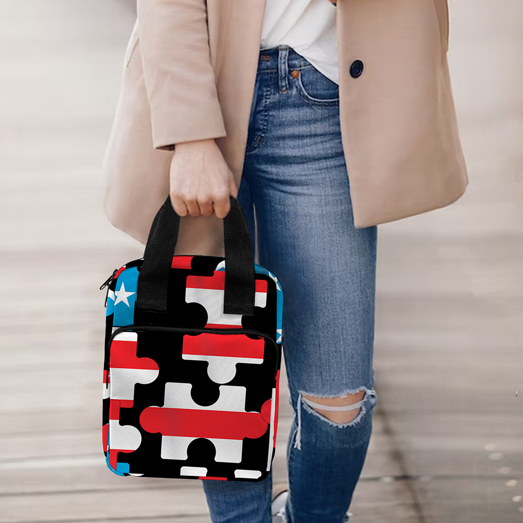American Flag Jigsaw Puzzle Print Bible Tote Bag