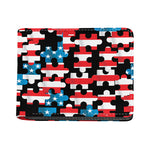American Flag Jigsaw Puzzle Print Bifold Wallet