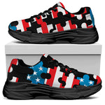 American Flag Jigsaw Puzzle Print Black Chunky Shoes