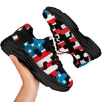 American Flag Jigsaw Puzzle Print Black Chunky Shoes