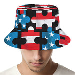 American Flag Jigsaw Puzzle Print Bucket Hat