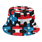 American Flag Jigsaw Puzzle Print Bucket Hat