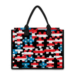 American Flag Jigsaw Puzzle Print Canvas Tote Bag