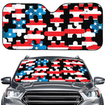 American Flag Jigsaw Puzzle Print Car Windshield Sun Shade