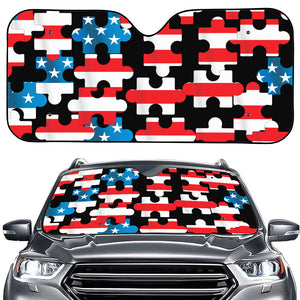 American Flag Jigsaw Puzzle Print Car Windshield Sun Shade