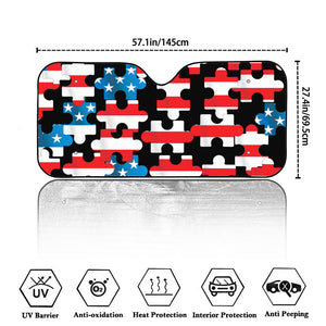 American Flag Jigsaw Puzzle Print Car Windshield Sun Shade