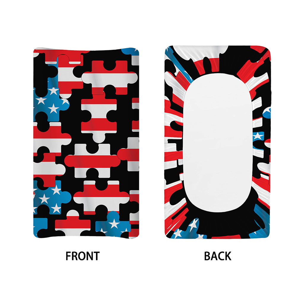 American Flag Jigsaw Puzzle Print Changing Pad Cover